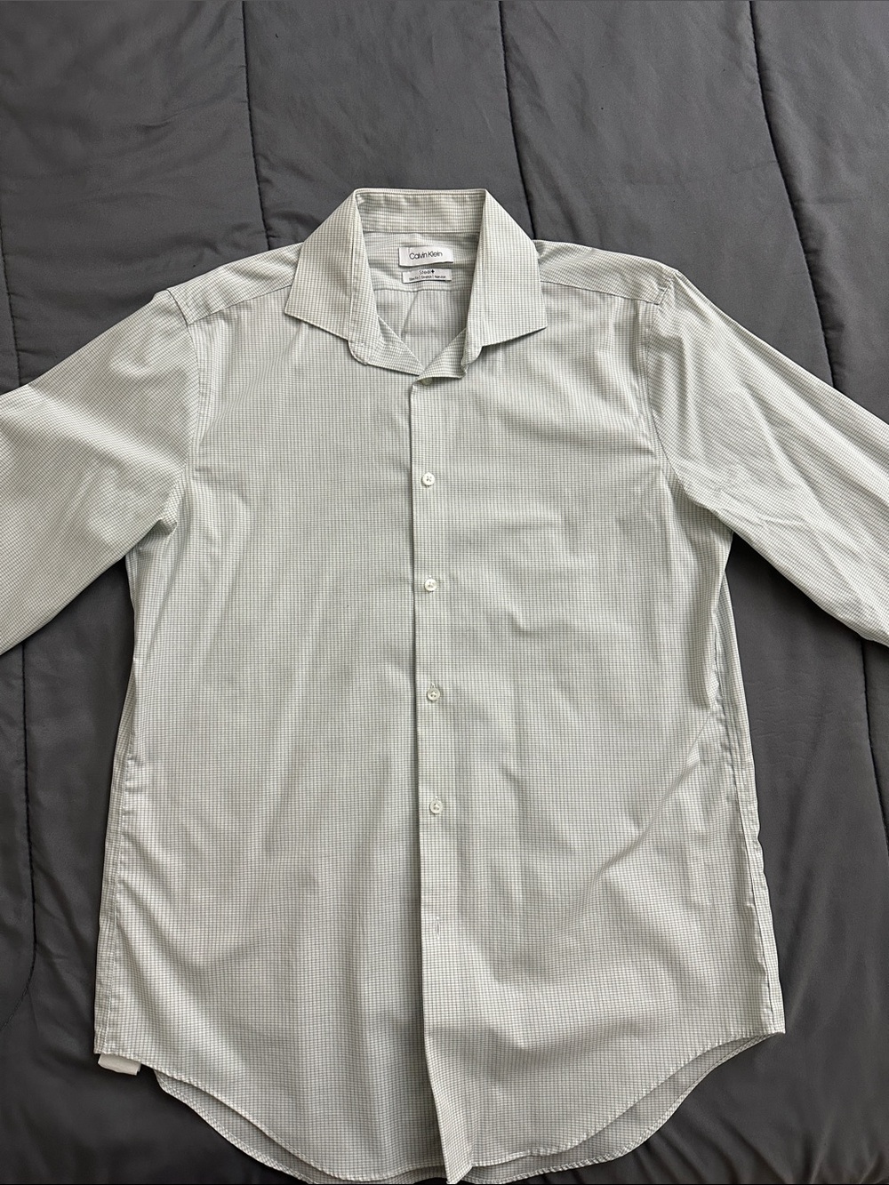 Calvin Klein Men's Light Gray Micro-Stripe Dress Shirt